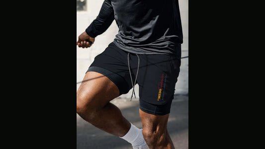 Short 2 en 1 à double épaisseur noir - Homme