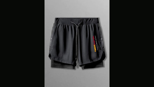 Short 2 en 1 à double épaisseur noir - Homme